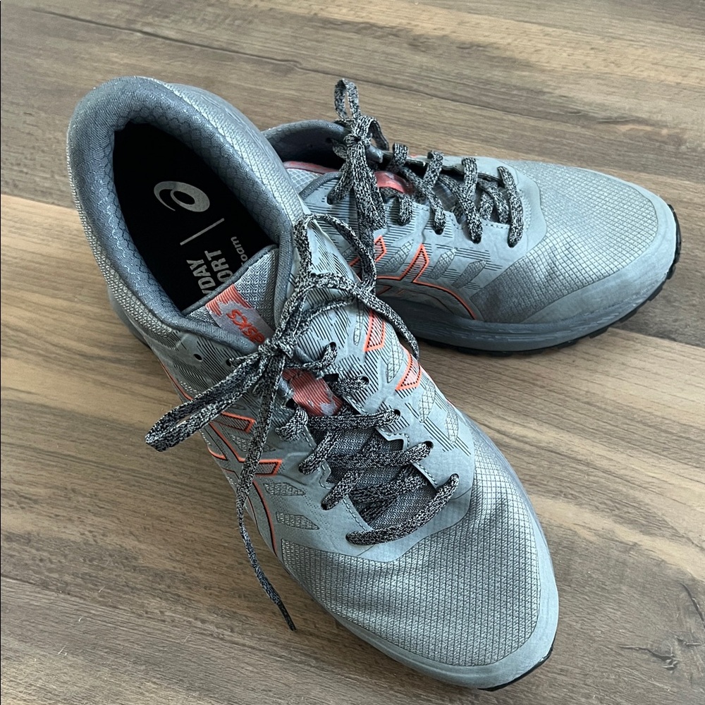 ASICS Men's Gray and Red Athletic Shoes